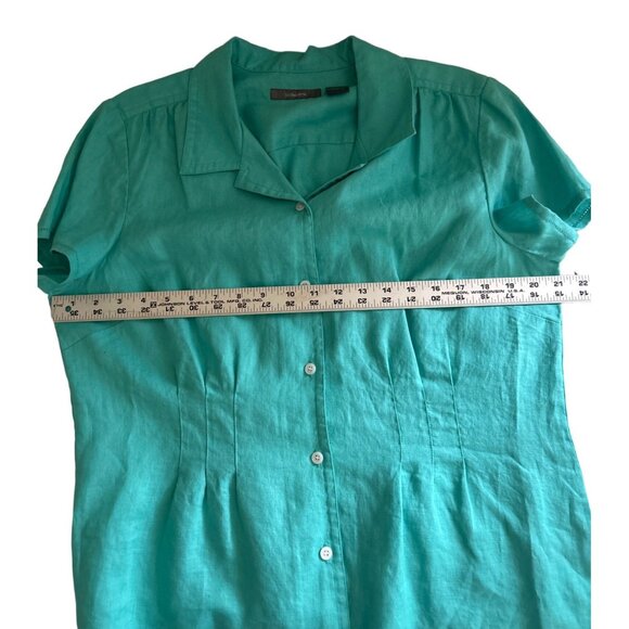 Liz Claiborne Womens 100% Linen Button-Up Short Sleeve Blouse Size 16 - Picture 7 of 8